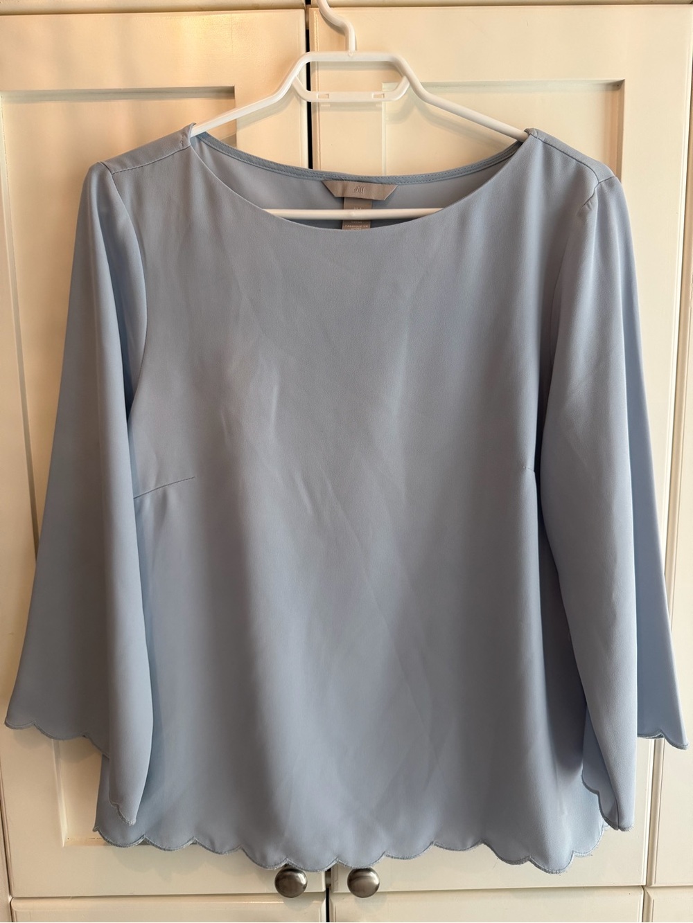 H&M Pale Blue Scallop-Hem Blouse